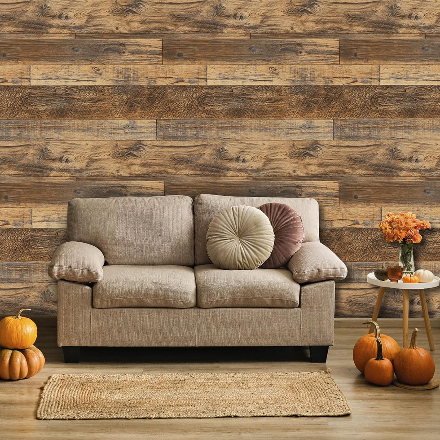 Distressed Wood Panel Wallpaper Wood Grain Contact Paper Peel and Stick | 17.71''×118'' Wooden Look Rustic Pattern Wall Paper Removable Self Adhesive Brown Shiplap Vinyl Wrap Decorative